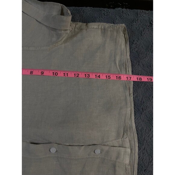 Zara US Size Large L flax beige Cropped 100% Linen Boxy Oversize Lagenlook lagum - Picture 9 of 12